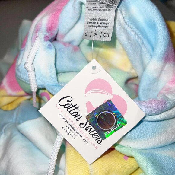 ALPHA OMICRON PI Sorority Hoodie Sweatshirt SMALL Tie Dye ΑΟΠ AOII - Picture 2 of 4